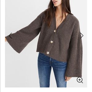 Madewell Wide-Sleeve Crop Cardigan Sweater